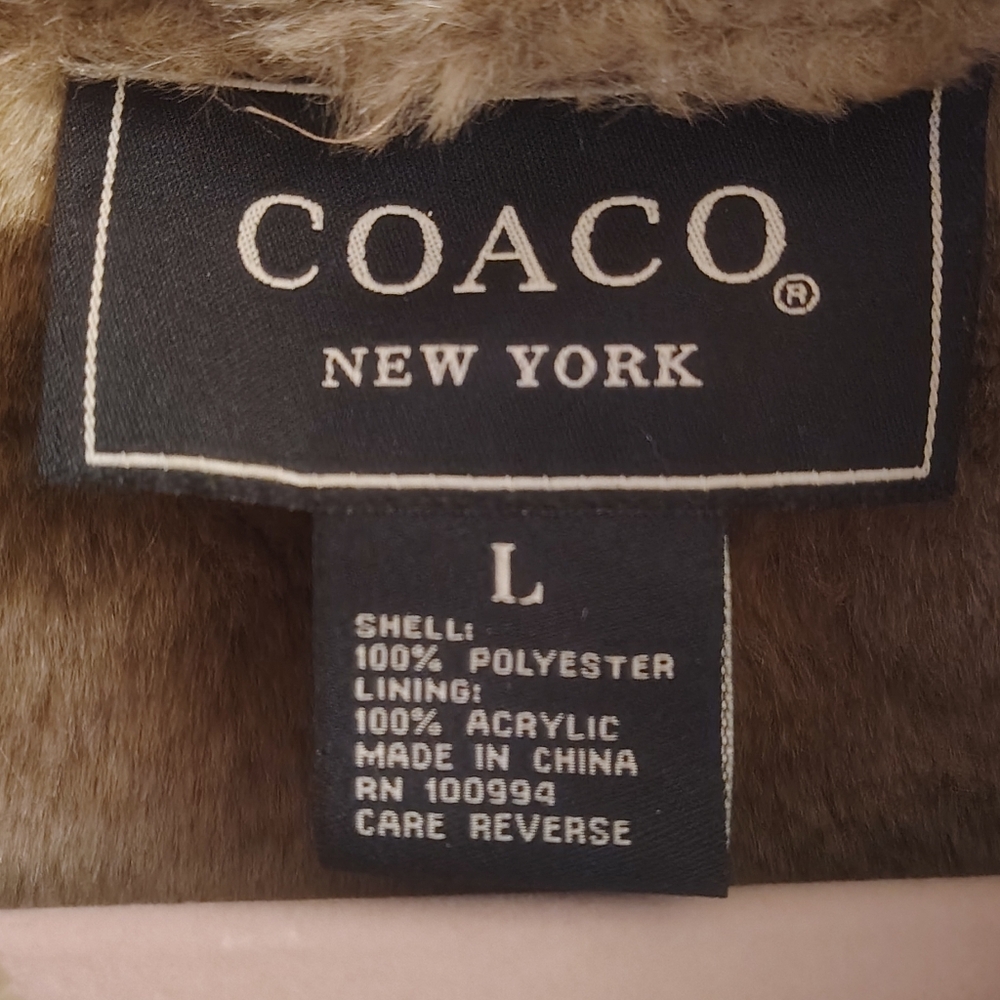 Coaco NY Women's Tan Shearling Jacket With Faux Fur Lining - Picture 3 of 5